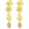 imageBriLove Gorgeous Stunning Rhinestones Teardrop Flower Long Dangle Drop Earrings for Women Wedding Party Prom Summer Jewelry AccessoryYellow GoldTone