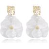 imageBriLove Handmade Bohemian Floral Earrings for Women Exaggerated Layered Flower Statement Drop Dangle Summer Jewelry AccessoriesWhite