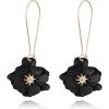 imageBriLove Unique Boho Flower Dangle Earrings for Women Exaggerated Layered Flora Statement Earrings for Summer Refreshing Seaside Idyllic HolidayBlack GoldTone