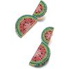 imageBriLove Watermelon Earrings for WomenSparkly Bling Rhinestone Fruit Dangle Earring for Summer JewelryMulticolor GoldTone