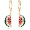 imageBriLove Womens Watermelon Leverback Dangle Earrings for SummerSparkly Bling Rhinestone Fruit Earring for Trendy Jewelry AccessoriesEmerald Color GoldTone