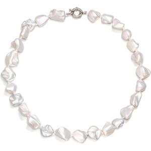 imageBriLove Baroque Necklace for WomenElegant Irregular Shell Choker Strand Necklaces for Summer Beach Wedding Outfit Party PromBaroque Nature Shell