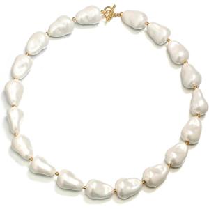 imageBriLove Baroque Simulated Pearls Necklace for Women Gorgeous Elegant Choker Strand Necklaces for Wedding Outfit Party Prom Gift Ivory Color GoldTone