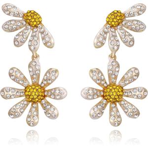 imageBriLove Daisy Flower Stud EarringsCute Chrysanthemum Sun Floral Drop Dangle Earring for Women Summer Jewelry AccessoriesYellow GoldTone