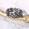 imageBriLove Wedding Bridal Elegant Crystal Double Row Teardrop Cluster Stretch Bangle Bracelet for Bride Grey BlackTone