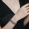 imageBriLove Wedding Bridal Elegant Crystal Double Row Teardrop Cluster Stretch Bangle Bracelet for Bride Grey BlackTone