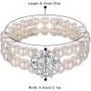 imageBriLove Womens Wedding Bridal Crystal Simulated Pearl Double Row Strand Halo Vintage Stretch BraceletStyle 03