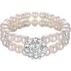 imageBriLove Womens Wedding Bridal Crystal Simulated Pearl Double Row Strand Halo Vintage Stretch BraceletStyle 03