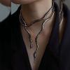imageBriLove Bendable Flexible Snake Bracelet for Women Adjustable Punk Choker Necklace Hollween Party JewelryBlack