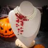 imageBriLove Halloween Costume Dripping Blood Multi Layered Simulated Pearls Choker Necklace for Women Vampire Party Prom3 Layered
