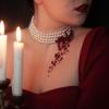 imageBriLove Halloween Costume Dripping Blood Multi Layered Simulated Pearls Choker Necklace for Women Vampire Party Prom4 Layered