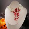imageBriLove Halloween Costume Dripping Blood Multi Layered Simulated Pearls Choker Necklace for Women Vampire Party Prom4 Layered