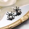 imageBriLove Halloween Costume Earrings Spiders Animal Crystal Rhinestone Teardrop Gothic Tarantula Dangle Earring for Women Cosplay Party PromClear BlackTone