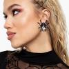 imageBriLove Halloween Costume Earrings Spiders Animal Crystal Rhinestone Teardrop Gothic Tarantula Dangle Earring for Women Cosplay Party PromClear BlackTone