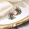imageBriLove Halloween Costume Earrings Spiders Animal Crystal Rhinestone Teardrop Gothic Tarantula Dangle Earring for Women Cosplay Party PromEmerald Color AntiqueGoldTone