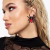 imageBriLove Halloween Costume Earrings Spiders Animal Crystal Rhinestone Teardrop Gothic Tarantula Dangle Earring for Women Cosplay Party PromRuby Color BlackTone