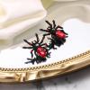 imageBriLove Halloween Costume Earrings Spiders Animal Crystal Rhinestone Teardrop Gothic Tarantula Dangle Earring for Women Cosplay Party PromRuby Color BlackTone