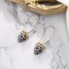 imageBriLove Halloween Costume Gothic Skeleton Spooky Skull Crown Bling Rhinestone Dangle Earrings for Cosplay Party PromClear GoldTone