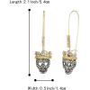 imageBriLove Halloween Costume Gothic Skeleton Spooky Skull Crown Bling Rhinestone Dangle Earrings for Cosplay Party PromClear GoldTone