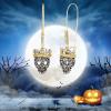 imageBriLove Halloween Costume Gothic Skeleton Spooky Skull Crown Bling Rhinestone Dangle Earrings for Cosplay Party PromClear GoldTone