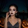 imageBriLove Halloween Costume Gothic Skeleton Spooky Skull Crown Bling Rhinestone Dangle Earrings for Cosplay Party PromClear GoldTone