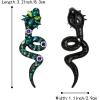 imageBriLove Halloween Costume Gothic Snake Bling Rhinestone Dangle Earrings for Women Cosplay Party PromEmerald Color BlackTone