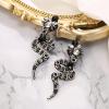 imageBriLove Halloween Costume Gothic Snake Bling Rhinestone Dangle Earrings for Women Cosplay Party PromIridescent Color BlackTone