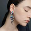 imageBriLove Halloween Costume Gothic Snake Bling Rhinestone Dangle Earrings for Women Cosplay Party PromMulticolor GoldTone