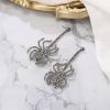 imageBriLove Halloween Dangle Earrings Spiders Animal Crystal Rhinestone Gothic Tarantula Earrings for Women Party PromGrey SilverTone