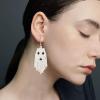 imageBriLove Halloween Gothic Skeleton Spooky Skull Dangle Earring Earrings Simulated Pearl Jewelry Gift for Party Prom Costume Dress Up Ghost White