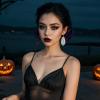 imageBriLove Halloween Gothic Skeleton Spooky Skull Dangle Earring Earrings Simulated Pearl Jewelry Gift for Party Prom Costume Dress Up Ghost White