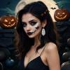 imageBriLove Halloween Gothic Skeleton Spooky Skull Dangle Earring Earrings Simulated Pearl Jewelry Gift for Party Prom Costume Dress Up Ghost White