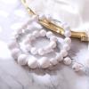 imageBriLove White Beads Necklace Costume Jewelry for Women Strand Chunky Statement Necklaces Bracelet Earrings Halloween Cosplay Party Prom AccessoriesClear