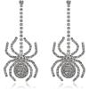 imageBriLove Halloween Dangle Earrings Spiders Animal Crystal Rhinestone Gothic Tarantula Earrings for Women Party PromGrey SilverTone