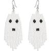 imageBriLove Halloween Gothic Skeleton Spooky Skull Dangle Earring Earrings Simulated Pearl Jewelry Gift for Party Prom Costume Dress Up Ghost White