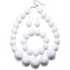 imageBriLove White Beads Necklace Costume Jewelry for Women Strand Chunky Statement Necklaces Bracelet Earrings Halloween Cosplay Party Prom AccessoriesClear
