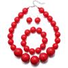 imageBriLove White Beads Necklace Costume Jewelry for Women Strand Chunky Statement Necklaces Bracelet Earrings Halloween Cosplay Party Prom AccessoriesRed