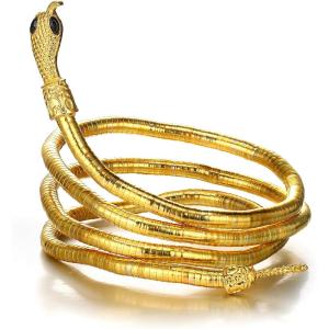 imageBriLove Bendable Flexible Snake Bracelet for Women Adjustable Punk Choker Necklace Hollween Party JewelryGold