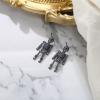 imageBriLove Halloween Costume Gothic Skeleton Spooky Skull Dangle Earrings Animal CZ Crystal Rhinestone Earring for Women Cosplay Party PromBlue BlackTone