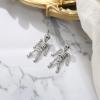 imageBriLove Halloween Costume Gothic Skeleton Spooky Skull Dangle Earrings Animal CZ Crystal Rhinestone Earring for Women Cosplay Party PromClear SilverTone