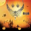 imageBriLove Halloween Costume Spider Cobwebs Crystal Necklace Earrings Set Gothic Skull Pendant Collar Jewelry for Women Cosplay Party PromClear SilverTone