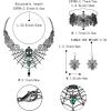 imageBriLove Halloween Costume Spider Cobwebs Crystal Necklace Earrings Set Gothic Skull Pendant Collar Jewelry for Women Cosplay Party PromEmerald Color BlackTone