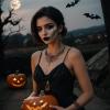 imageBriLove Halloween Costume Spider Cobwebs Crystal Necklace Earrings Set Gothic Skull Pendant Collar Jewelry for Women Cosplay Party PromRuby Color BlackTone