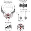 imageBriLove Halloween Costume Spider Cobwebs Crystal Necklace Earrings Set Gothic Skull Pendant Collar Jewelry for Women Cosplay Party PromRuby Color BlackTone