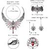 imageBriLove Halloween Costume Spider Cobwebs Crystal Necklace Earrings Set Gothic Skull Pendant Collar Jewelry for Women Cosplay Party PromRuby Color SilverTone