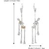 imageBriLove Halloween Gothic Skeleton Spooky Skull Dangle Earrings Bling Rhinestone Jewelry Gift for PartyChampagne SilverTone