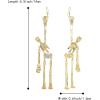 imageBriLove Halloween Gothic Skeleton Spooky Skull Dangle Earrings Bling Rhinestone Jewelry Gift for PartyClear GoldTone