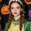 imageBriLove Womens Gothic Stylish Crystal Crocodile Statement Necklace for Halloween Costume Cospaly Party Prom Accessories Green GoldTone