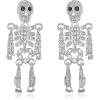 imageBriLove Halloween Costume Gothic Skeleton Spooky Skull Dangle Earrings Animal CZ Crystal Rhinestone Earring for Women Cosplay Party PromClear SilverTone