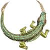 imageBriLove Womens Gothic Stylish Crystal Crocodile Statement Necklace for Halloween Costume Cospaly Party Prom Accessories Green GoldTone